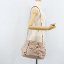 Miu Miu Hand Bag Leather 2way Pink Gold Auth BAZ142M-26
