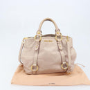 Miu Miu Hand Bag Leather 2way Pink Gold Auth BAZ142M-12