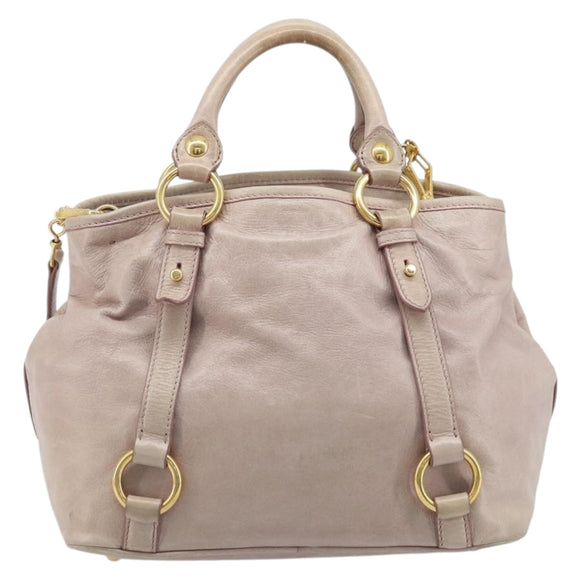 Miu Miu Hand Bag Leather 2way Pink Gold Auth BAZ142M