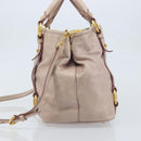 Miu Miu Hand Bag Leather 2way Pink Gold Auth BAZ142M-3