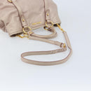 Miu Miu Hand Bag Leather 2way Pink Gold Auth BAZ142M-9