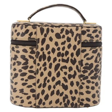 VALENTINO Leopard Hand Bag Leather Beige Gold Auth BAZ143A - 0