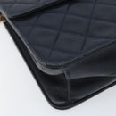 CHANEL Matelassé Chain Schultertasche Lammleder Marine Gold CC Auth BAZ147-14