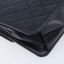 CHANEL Matelassé Chain Schultertasche Lammleder Marine Gold CC Auth BAZ147-16