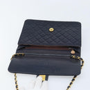 CHANEL Matelassé Chain Schultertasche Lammleder Marine Gold CC Auth BAZ147-10