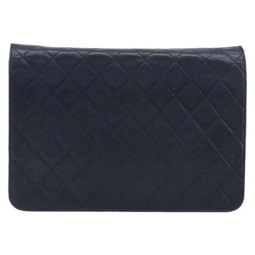 CHANEL Matelasse Chain Shoulder Bag Lamb Skin Navy Gold CC Auth BAZ147 - 0