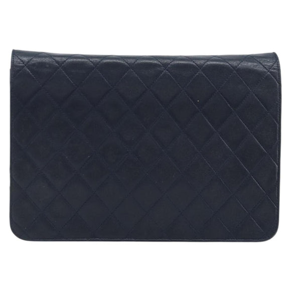 CHANEL Matelassé Chain Schultertasche Lammleder Marine Gold CC Auth BAZ147