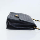 CHANEL Matelassé Chain Schultertasche Lammleder Marine Gold CC Auth BAZ147-3