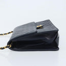 CHANEL Matelassé Chain Schultertasche Lammleder Marine Gold CC Auth BAZ147-4