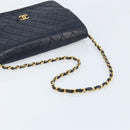 CHANEL Matelassé Chain Schultertasche Lammleder Marine Gold CC Auth BAZ147-7