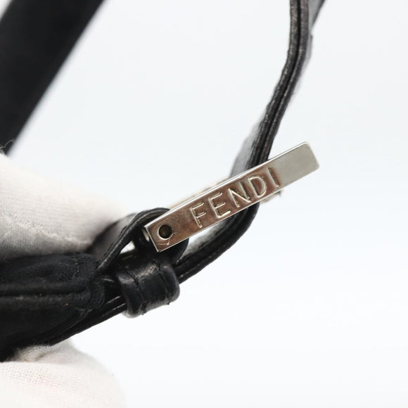 FENDI Mamma Baguette Umhängetasche Nylon Schwarz Silber Auth BAZ148