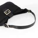 FENDI Mamma Baguette Shoulder Bag Nylon Black Silver Auth BAZ148-7