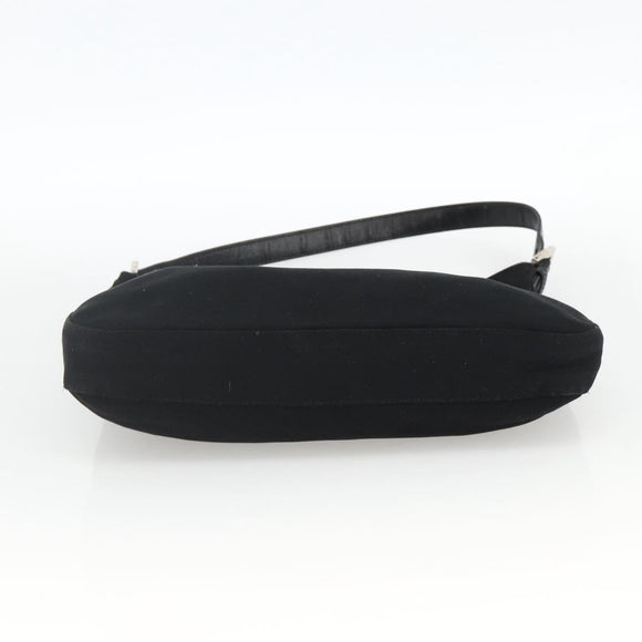 FENDI Mamma Baguette Umhängetasche Nylon Schwarz Silber Auth BAZ148