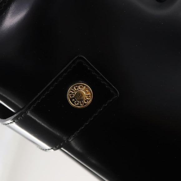 GUCCI Tote Bag Patent leather Black Gold 002 1046 0407 Auth BAZ151