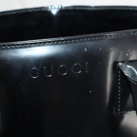 GUCCI Tote Bag Patent leather Black Gold 002 1046 0407 Auth BAZ151