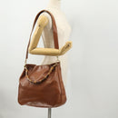 GUCCI Bamboo Shoulder Bag Leather 2way Brown Gold Auth BAZ155-23