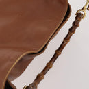 GUCCI Bamboo Shoulder Bag Leather 2way Brown Gold Auth BAZ155-6