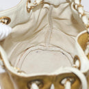 CHANEL Matelasse Drawstring Chain Shoulder Bag Leather Beige Gold CC Auth BAZ157-19