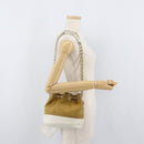 CHANEL Matelasse Drawstring Chain Shoulder Bag Leather Beige Gold CC Auth BAZ157-24