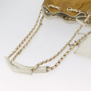 CHANEL Matelasse Drawstring Chain Shoulder Bag Leather Beige Gold CC Auth BAZ157-7