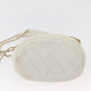CHANEL Matelasse Drawstring Chain Shoulder Bag Leather Beige Gold CC Auth BAZ157-5