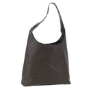 CELINE Macadam Canvas Shoulder Bag PVC Leather Black Gold Auth BAZ159A-1