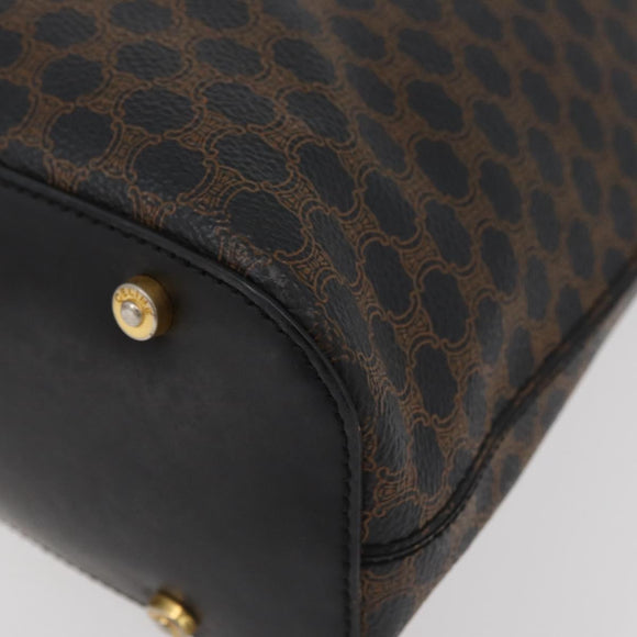 CELINE Macadam Canvas Shoulder Bag PVC Leather Black Gold Auth BAZ159A