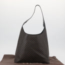 CELINE Macadam Canvas Shoulder Bag PVC Leather Black Gold Auth BAZ159A-12
