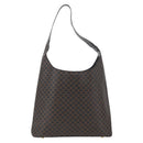 CELINE Macadam Canvas Shoulder Bag PVC Leather Black Gold Auth BAZ159A-2