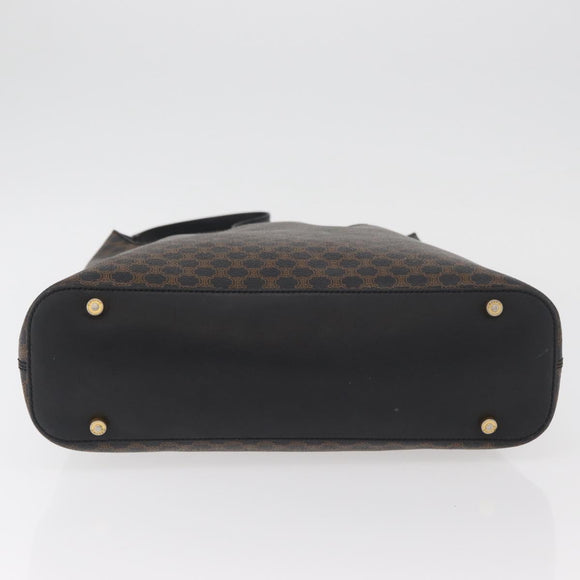 CELINE Macadam Canvas Shoulder Bag PVC Leather Black Gold Auth BAZ159A