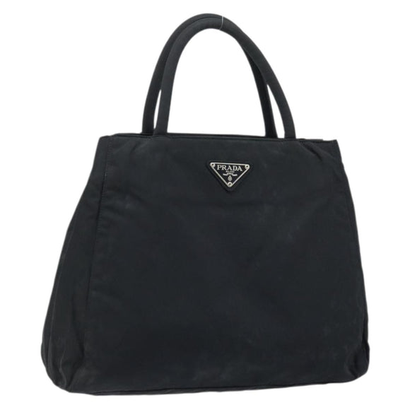 PRADA Hand Bag Nylon Black Silver Auth BAZ160