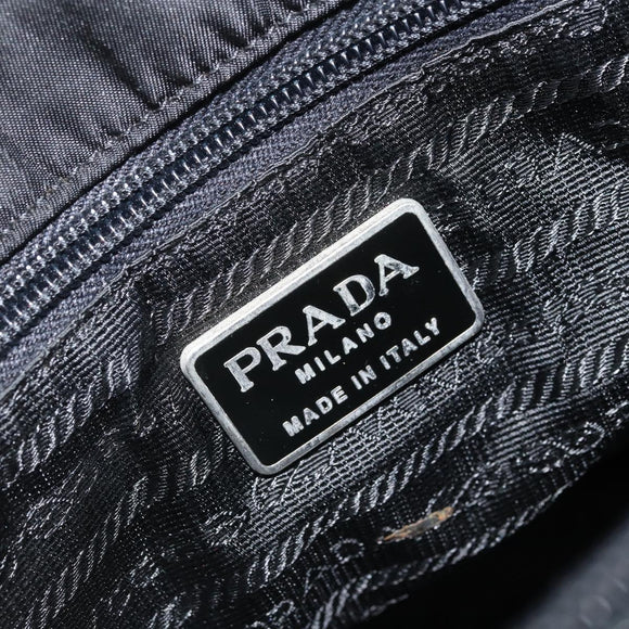 PRADA Hand Bag Nylon Black Silver Auth BAZ160