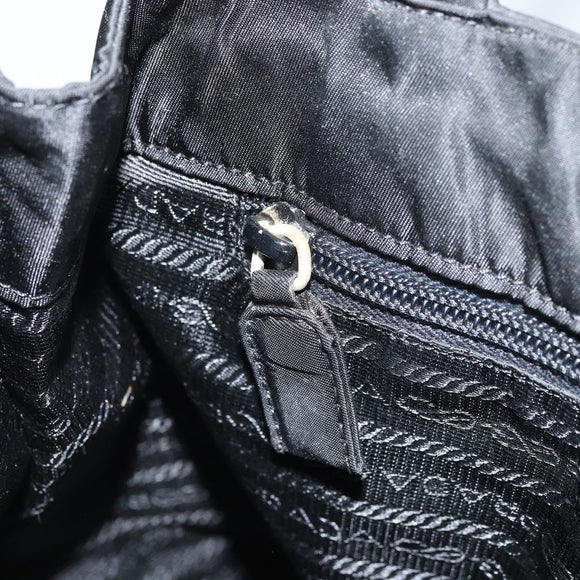 PRADA Hand Bag Nylon Black Silver Auth BAZ160