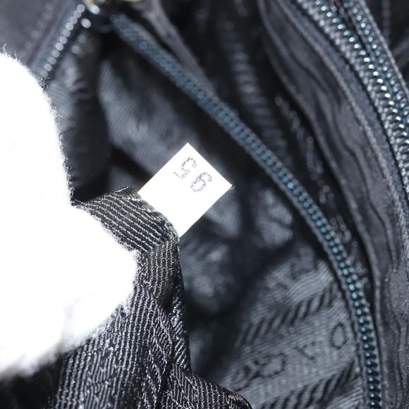 PRADA Hand Bag Nylon Black Silver Auth BAZ160