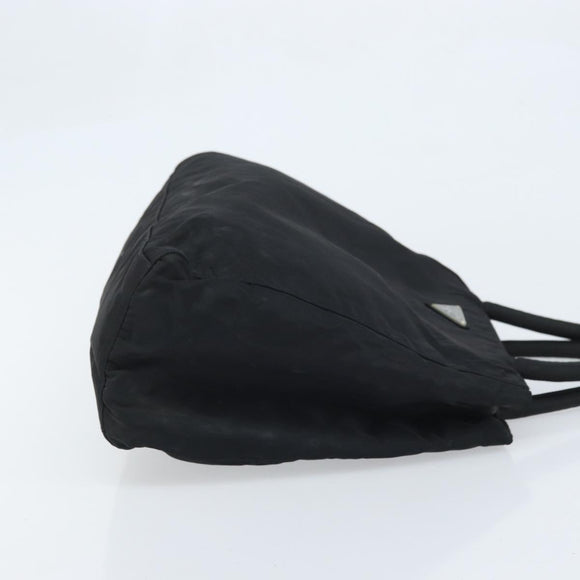 PRADA Hand Bag Nylon Black Silver Auth BAZ160