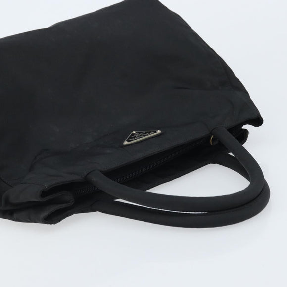 PRADA Hand Bag Nylon Black Silver Auth BAZ160