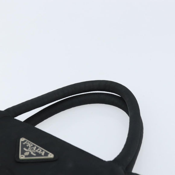 PRADA Hand Bag Nylon Black Silver Auth BAZ160