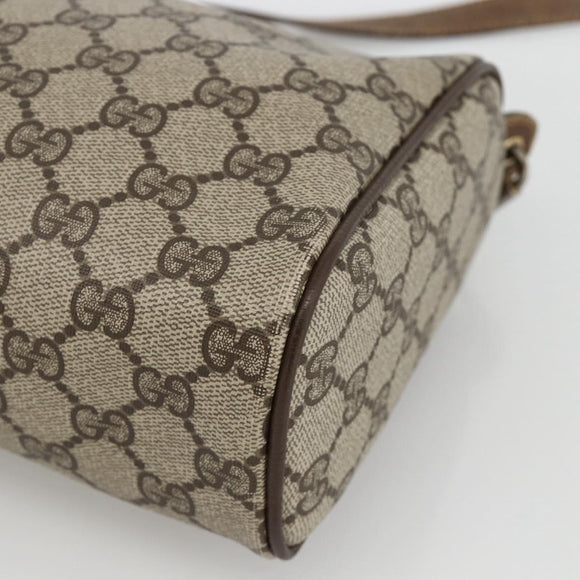 GUCCI GG Supreme Web Sherry Line Bag PVC Beige Gold 378 02 017 Auth BAZ162