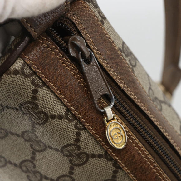 GUCCI GG Supreme Web Sherry Line Bag PVC Beige Gold 378 02 017 Auth BAZ162