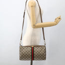 GUCCI GG Supreme Web Sherry Line Bag PVC Beige Gold 378 02 017 Auth BAZ162-22