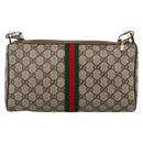 GUCCI GG Supreme Web Sherry Line Bag PVC Beige Gold 378 02 017 Auth BAZ162-3