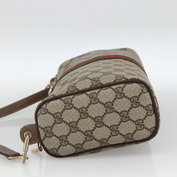 GUCCI GG Supreme Web Sherry Line Bag PVC Beige Gold 378 02 017 Auth BAZ162