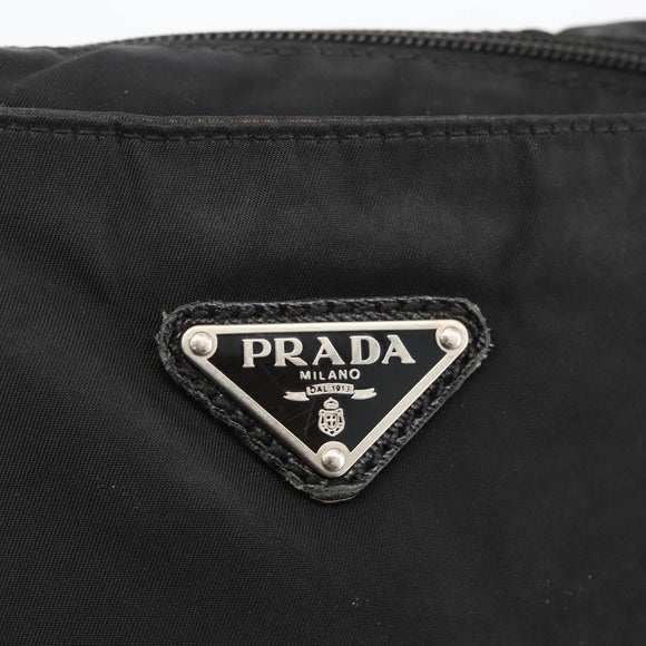 PRADA Shoulder Bag Nylon Black Silver Auth BAZ163