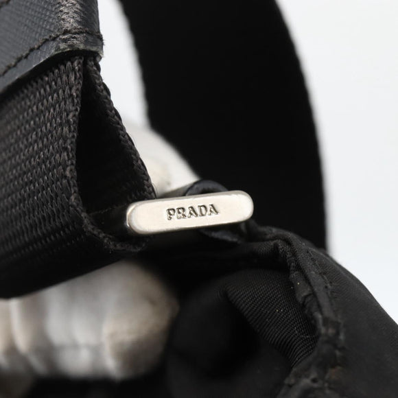 PRADA Shoulder Bag Nylon Black Silver Auth BAZ163