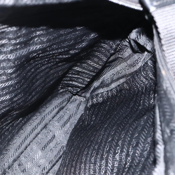 PRADA Shoulder Bag Nylon Black Silver Auth BAZ163