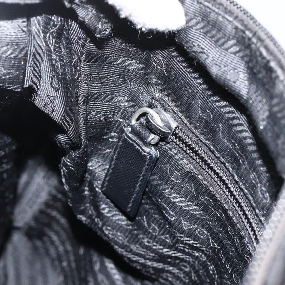 PRADA Shoulder Bag Nylon Black Silver Auth BAZ163