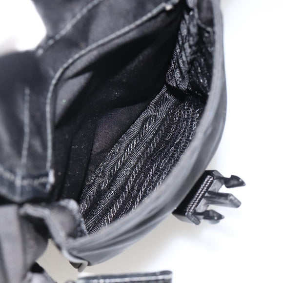 PRADA Shoulder Bag Nylon Black Silver Auth BAZ163