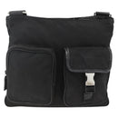 PRADA Shoulder Bag Nylon Black Silver Auth BAZ163-13