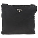 PRADA Shoulder Bag Nylon Black Silver Auth BAZ163-2