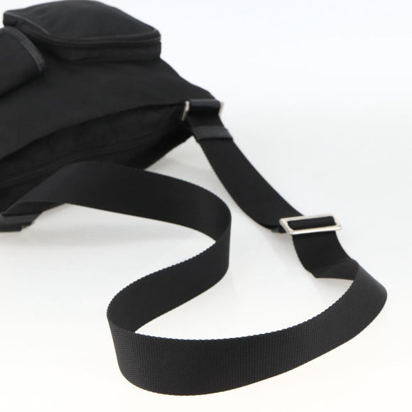 PRADA Shoulder Bag Nylon Black Silver Auth BAZ163